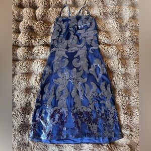 Lulus Navy Sequin Mini Dress